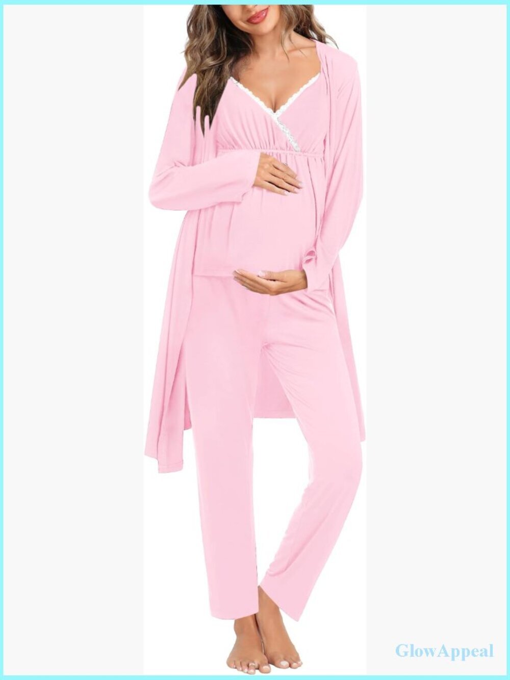 3-Piece Maternity Nursing Robe Pajama Set Breastfeeding Labor Delivery